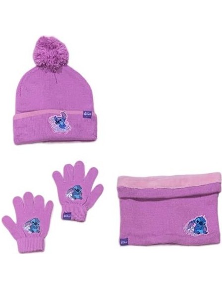 Set 3 pièces Bonnet + Snood + gants Stitch Disney - New discount.com