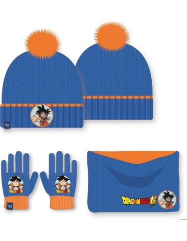 Set 3 pièces Bonnet + Snood + gants Dragon Ball Super - New discoun...