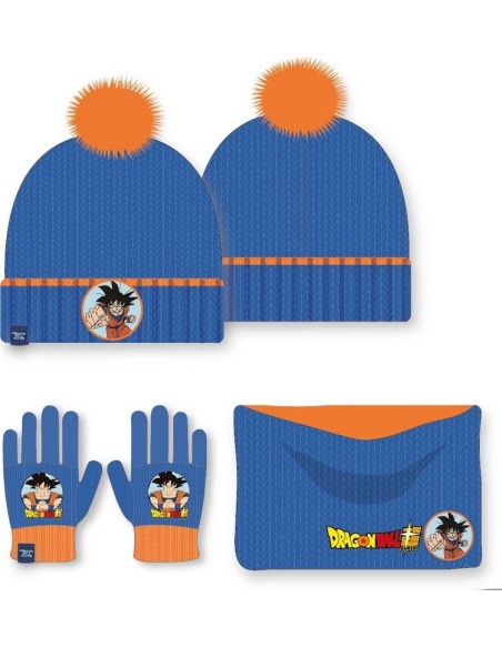 Set 3 pièces Bonnet + Snood + gants Dragon Ball Super - New discoun...