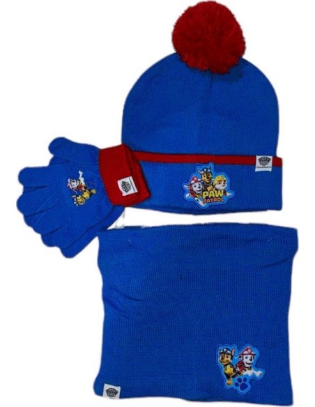 Set 3 pièces Bonnet + snood + gants Pat Patrouille - New discount.com