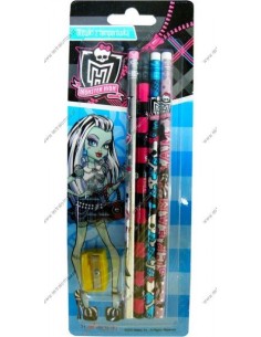Blister de 4 crayons à papier + Taille crayon Monster high  - New d...