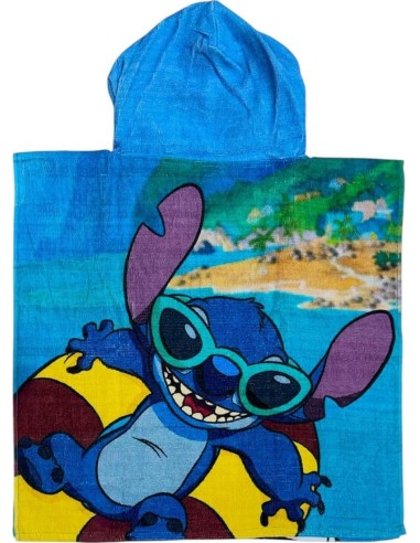 Poncho de bain Stitch Disney à capuche en coton - New discount.com