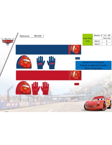 Set 3 Pièces - Cars Disney -Bonnet, Gants et écharpe Cars Disney - ...
