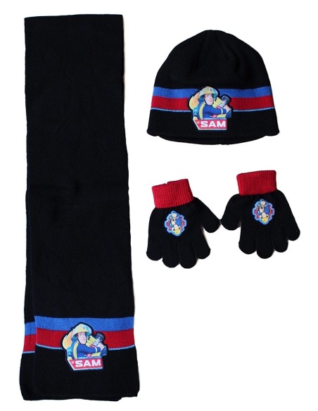Set 3 pezzi Bonnet + sciarpa + guanti Sam the Fireman - New discoun...