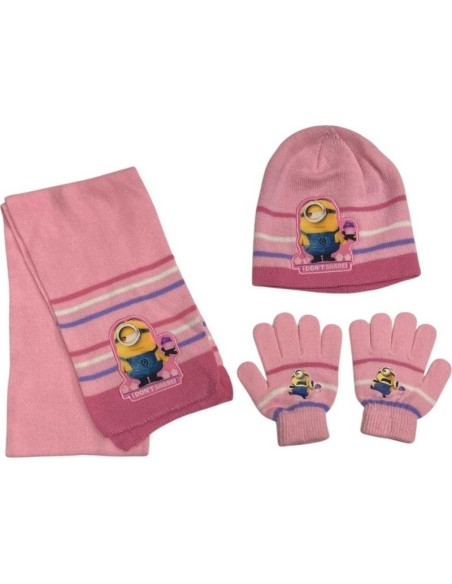Set 3 pezzi Minions BONNET + GUANTI + SCIARPA Minions Girl - New di...