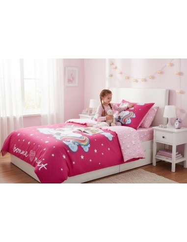 Parure housse de couette Licorne rose en coton - New discount.com