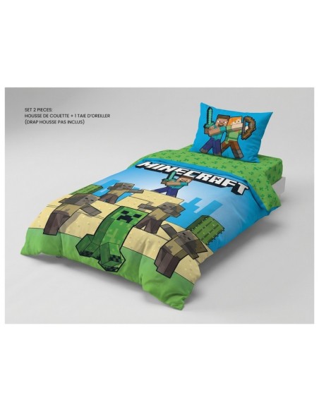 Parure de lit Minecraft - housse de couette Minecraft en coton - Ne...
