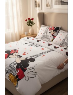 Parure Housse de couette Minnie et Mickey a Paris en Coton - New di... 2