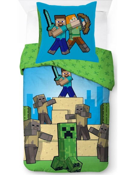 Parure de lit Minecraft - housse de couette Minecraft en coton - Ne...