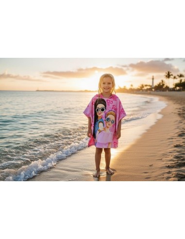 Poncho de bain Barbie à capuche