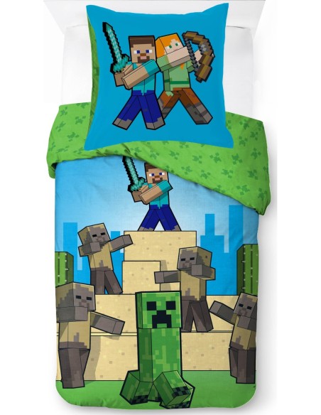 Parure de lit Minecraft - housse de couette Minecraft en coton - Ne...