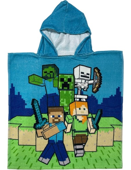 Poncho de bain Minecraft à capuche en coton - New discount.com