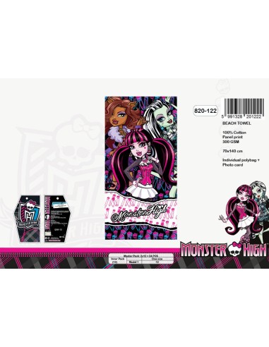Drap de plage coton Monster High - 820-122 - New discount.com