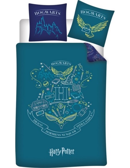 Harry Potter Bettwäscheset - 1 Bettbezug 140x200 + 1 Kissenbezug 63...