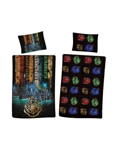 Harry Potter Bettwäscheset - 1 Bettbezug 140x200 + 1 Kissenbezug 63...