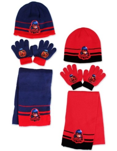 Set 3 pièces Bonnet + écharpe + gants Miraculous - Ladybug - New di...