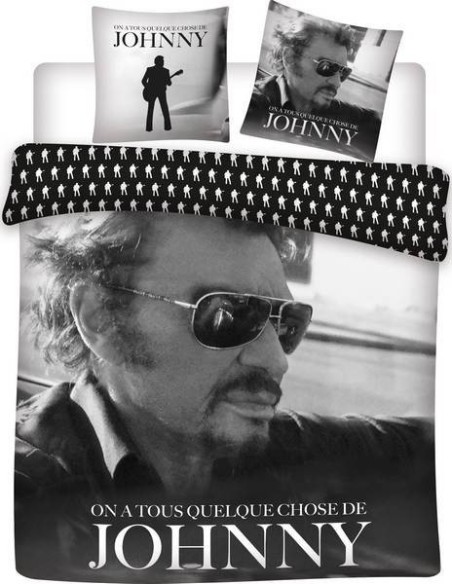 Parure Housse de couette Johnny Hallyday- 100% coton 240 X 220 CM +...
