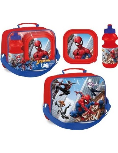 Spiderman Kühltasche mit Brotdose und Spiderman Marvel Wasserflasch...
