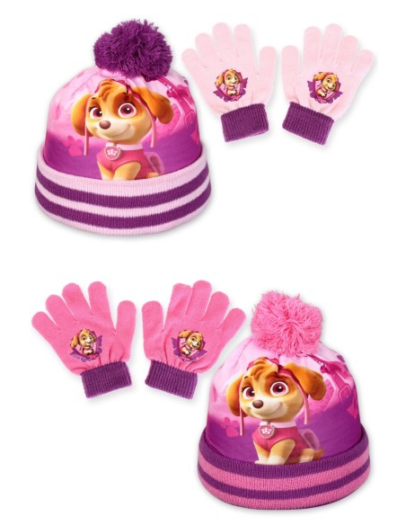 Set 2 pièces Pat'Patrouille bonnet et gants Paw Patrol pour Fille -...