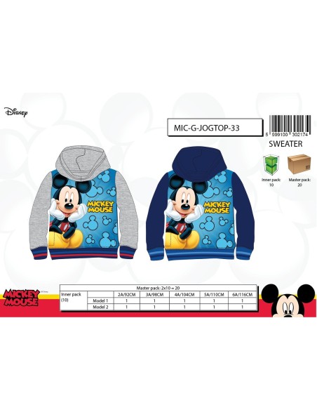 Felpa con cappuccio Mickey con 2 tasche - New discount.com