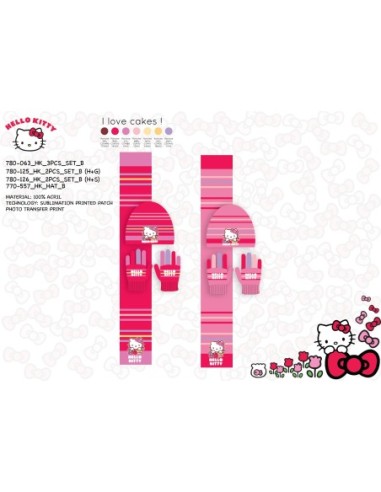 Set 3 Pièces - Hello Kitty - Bonnet, Gants et écharpe Hello Kitty -...
