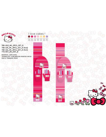 Set 3 Pièces - Hello Kitty - Bonnet, Gants et écharpe Hello Kitty -...