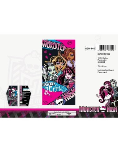 Toalla de playa de algodón Monster High - 820-140 -New discount.com
