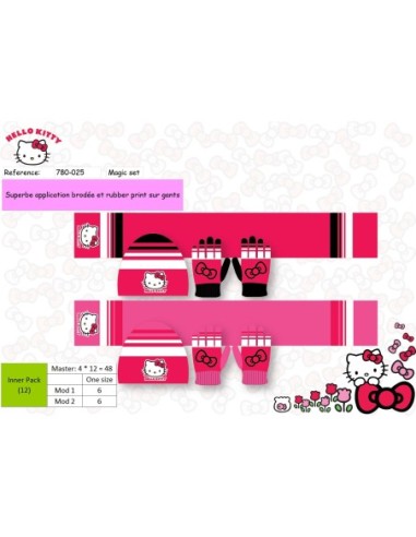 Set 3 Pièces - Hello Kitty - Bonnet, Gants et écharpe Hello kitty -...