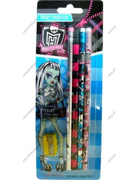 Blister de 4 crayons à papier + Taille crayon Monster high  - New d...