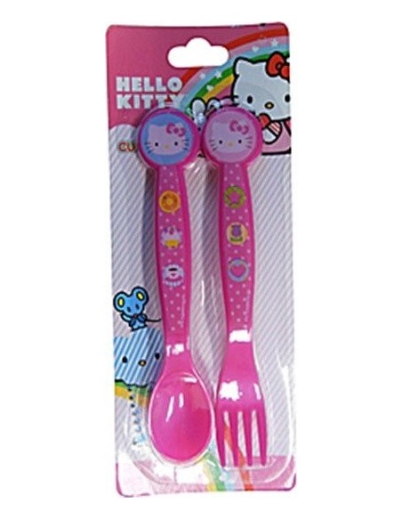 Set de couverts Hello Kitty contenant une cuillère et une fourchett...