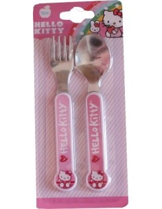 Set de couverts Hello Kitty contenant une cuillère et une fourchette. 2