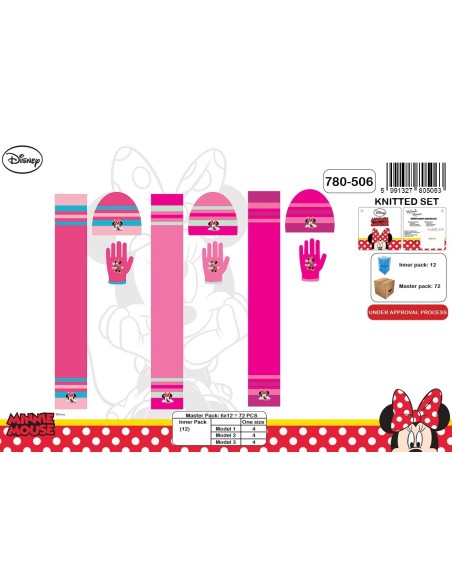 Set 3 piezas Bonnet + bufanda + guantes Minnie -New discount.com