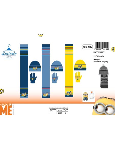 Set 3 pièces Minions BONNET + GANTS + ÉCHARPE Minions - New discoun...