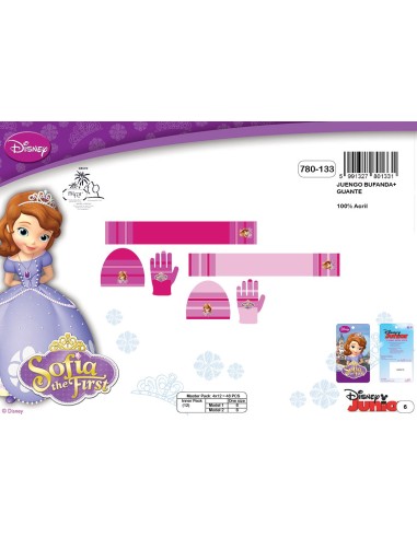 Set 3 Pièces - Princesse Sofia disney - Bonnet, Gants et écharpe Pr...