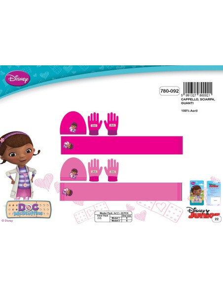 Set 3 Pièces - Doc Mc stuffin disney - Bonnet, Gants et écharpe Doc...