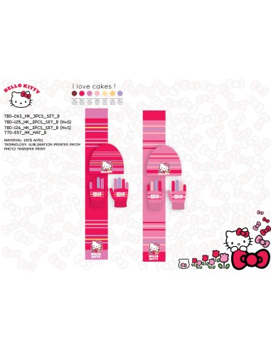 Set 3 Pièces - Hello Kitty - Bonnet, Gants et écharpe Hello Kitty -...