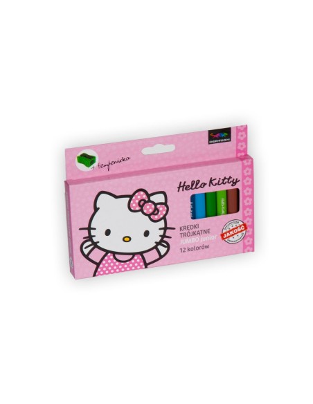 Boîte de 12 crayons de couleur Hello Kitty + taille-crayons - New d...