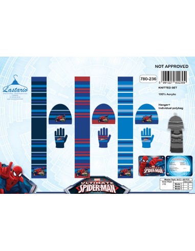 Set 3 pezzi Spider-man CAPPELLO + GUANTI + SCIARPA Spider-man - New...