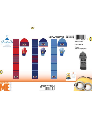 Set 3 pièces Minions BONNET + GANTS + ÉCHARPE Minions - New discoun...