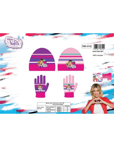 Set 2 pezzi cappello + guanti Violetta Disney - New discount.com