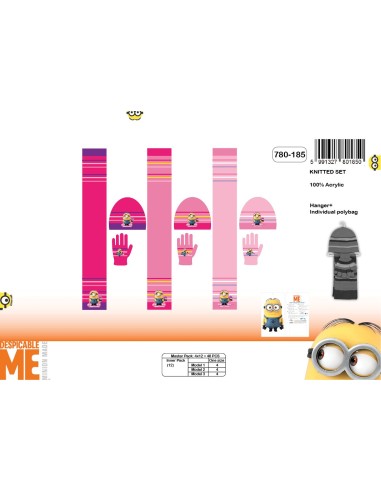 Set 3 pièces Minions BONNET + GANTS + ÉCHARPE Minions Fille