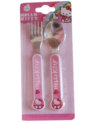 Set de couverts Hello Kitty contenant une cuillère et une fourchett...