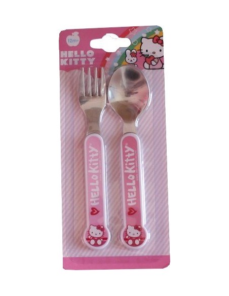 Set de couverts Hello Kitty contenant une cuillère et une fourchett...