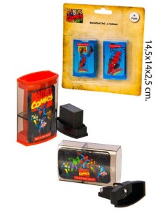 Blister de 2 TAILLE-CRAYON et GOMME Marvel - New discount.com