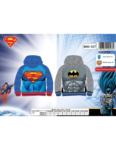 Sweat Superman et Batman à capuche