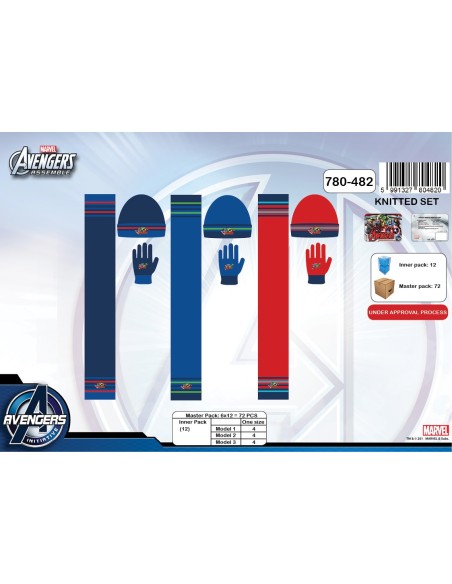 Set 3 pièces Bonnet + écharpe + gants Avengers