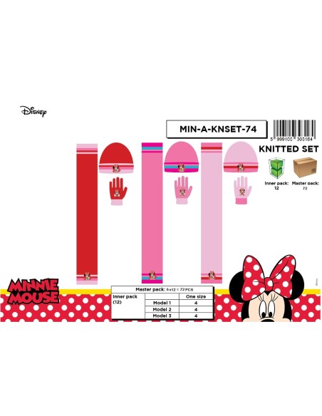 Set 3 pezzi Bonnet + sciarpa + guanti Minnie - New discount.com