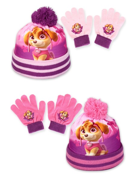 Set 2 pièces Pat'Patrouille bonnet et gants Paw Patrol pour Fille -...