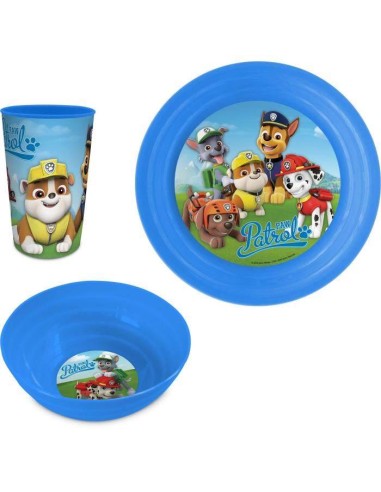 Set Déjeuner Plastique Pat'Patrouille 3 Pièces : Assiette plate, go...