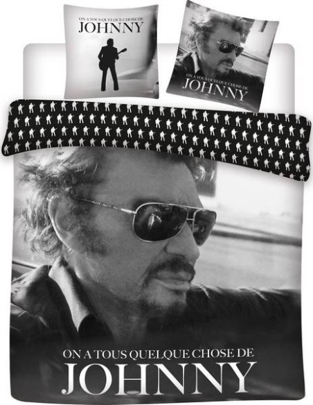 Parure Housse de couette Johnny Hallyday- 100% coton 240 X 220 CM +...